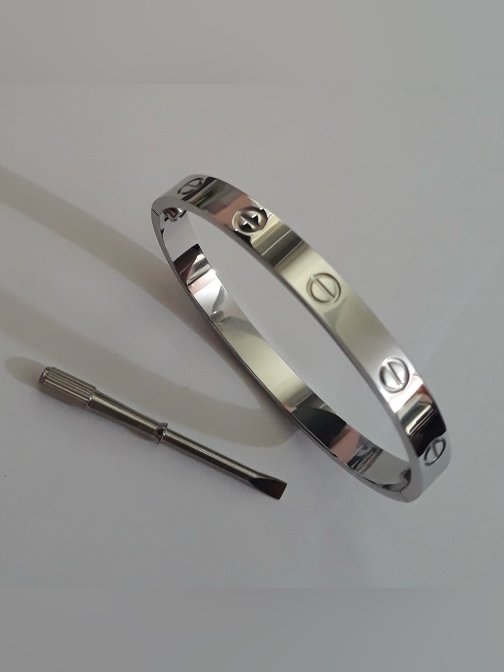 Generic Silver Screw Cuff Bangle Bracelet With Screwdriver